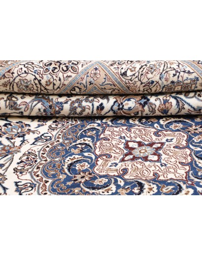 Tappeto Nain Kashmar Persia bianco azzurro 304x398