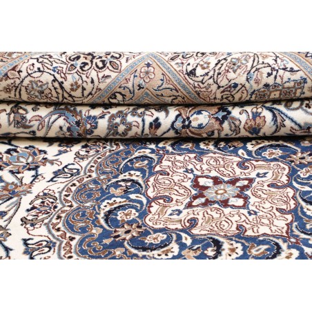 Tappeto Nain Kashmar Persia bianco azzurro 304x398