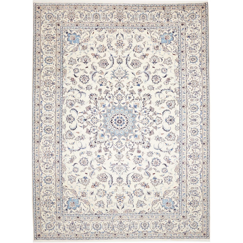Tappeto Nain Kashmar Persia bianco grigio 286x400