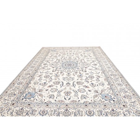 Tappeto Nain Kashmar Persia bianco grigio 286x400