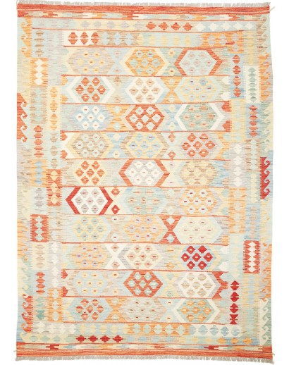 Tappeto Kilim Afghanistan bianco rosso 173x240