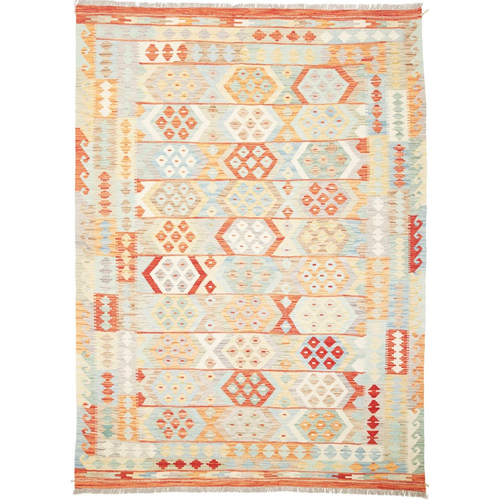 Tappeto Kilim Afghanistan bianco rosso 173x240