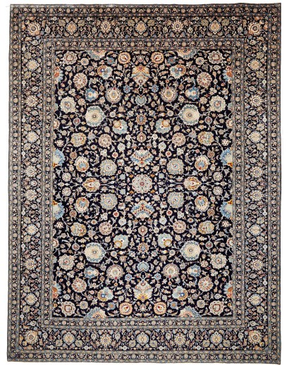 Tappeto Kashan Persia bianco azzurro 323x437