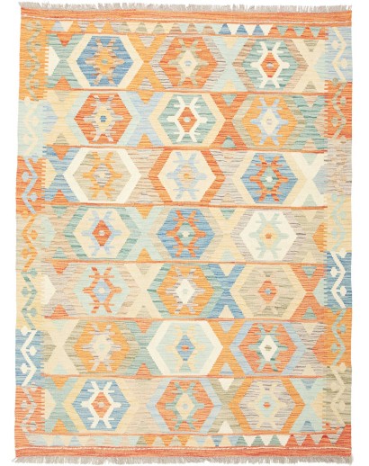 Tappeto Kilim Afghanistan bianco giallo 150x200
