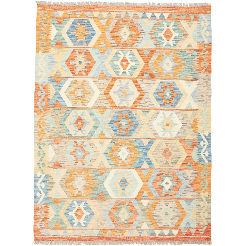 Tappeto Kilim Afghanistan bianco giallo 150x200