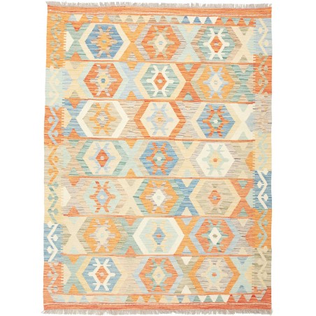 Tappeto Kilim Afghanistan bianco giallo 150x200