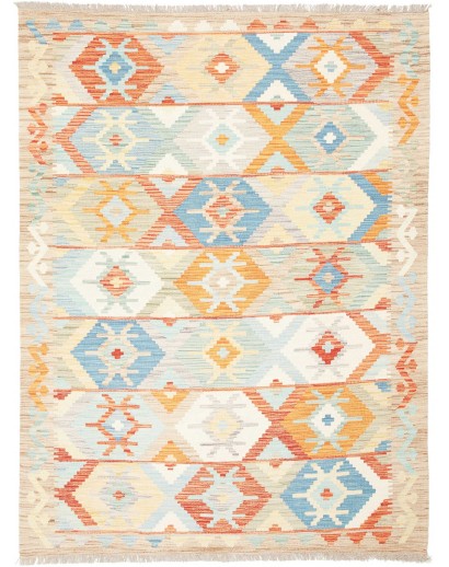 Tappeto Kilim Afghanistan bianco arancione 146x195