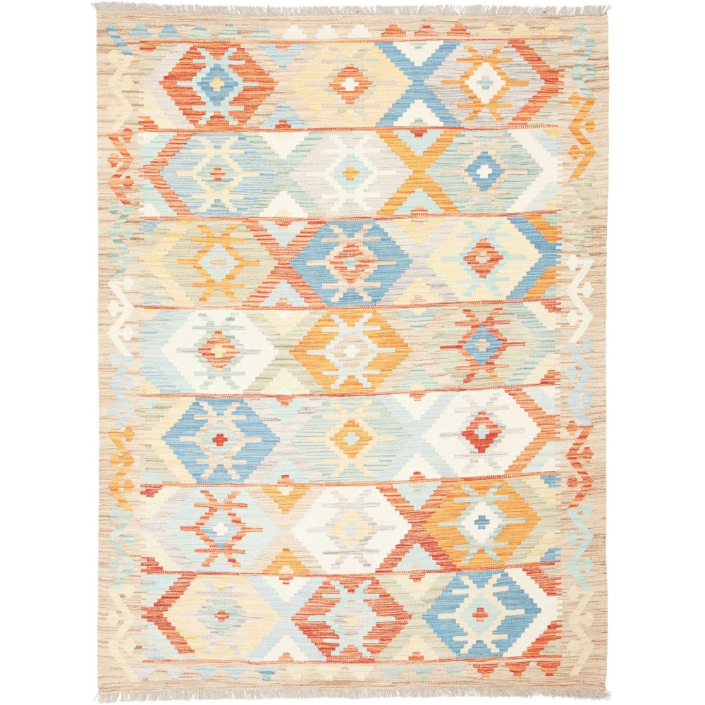 Tappeto Kilim Afghanistan bianco arancione 146x195