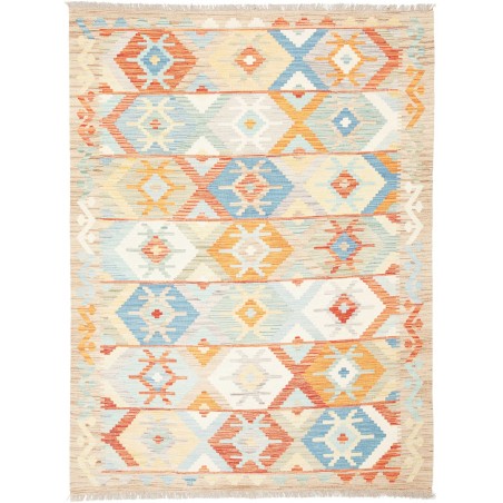 Tappeto Kilim Afghanistan bianco arancione 146x195