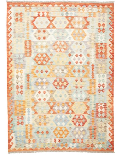 Tappeto Kilim Afghanistan bianco arancione 177x244
