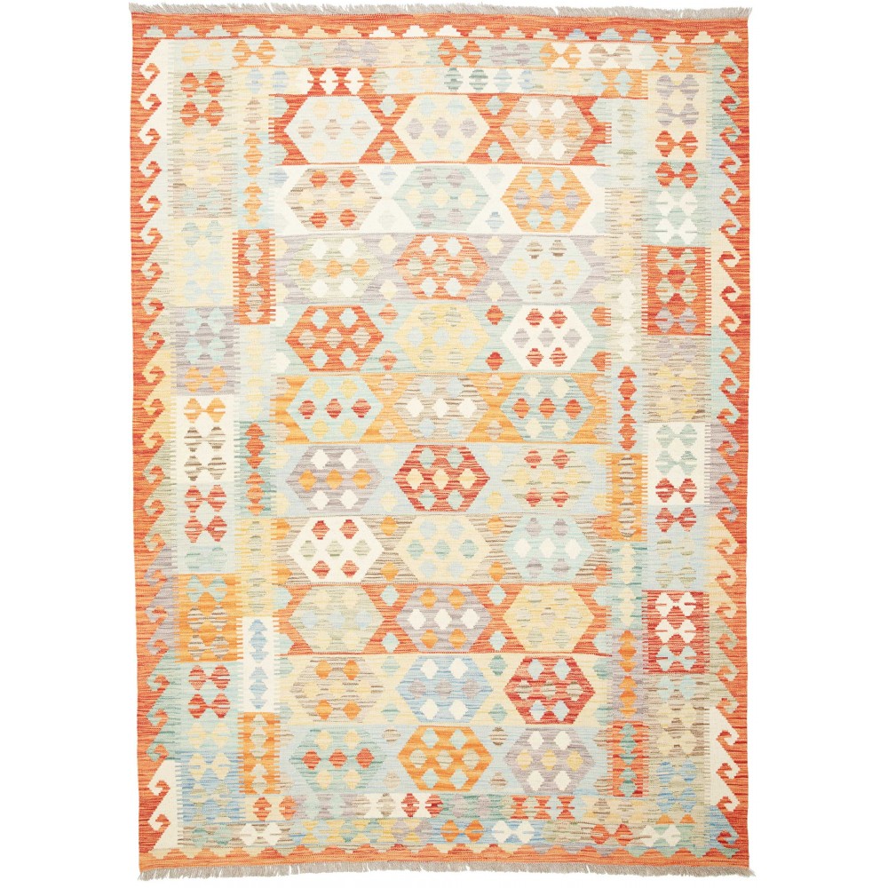 Tappeto Kilim Afghanistan bianco arancione 177x244