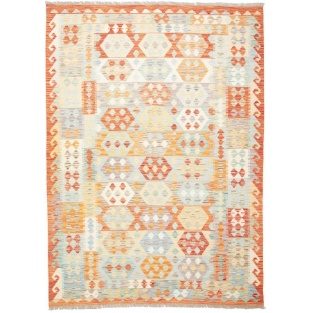 Tappeto Kilim Afghanistan bianco arancione 177x244