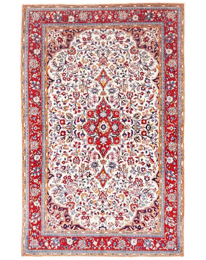 Tappeto Sarough Persia bianco marrone 130x202