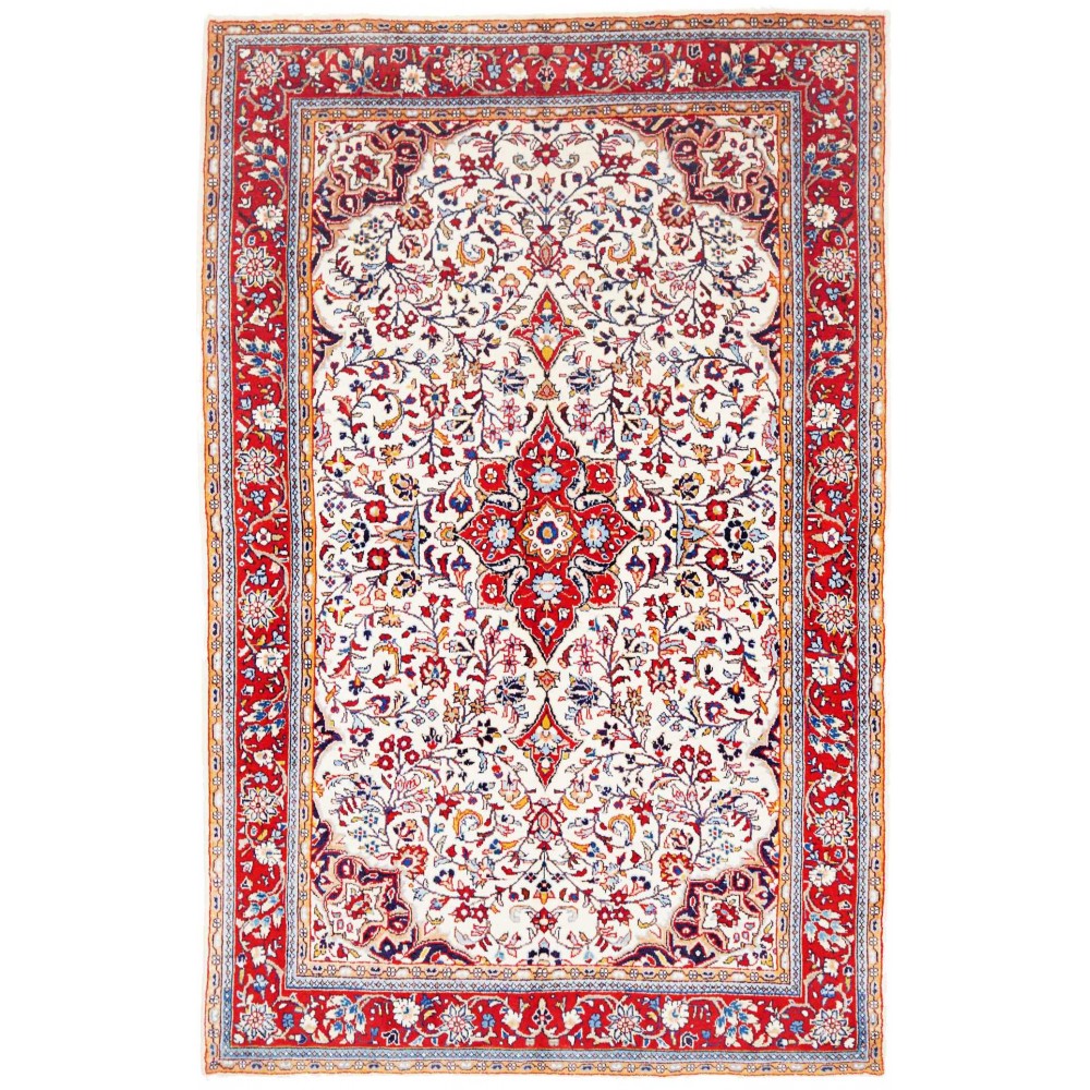 Tappeto Sarough Persia bianco marrone 130x202