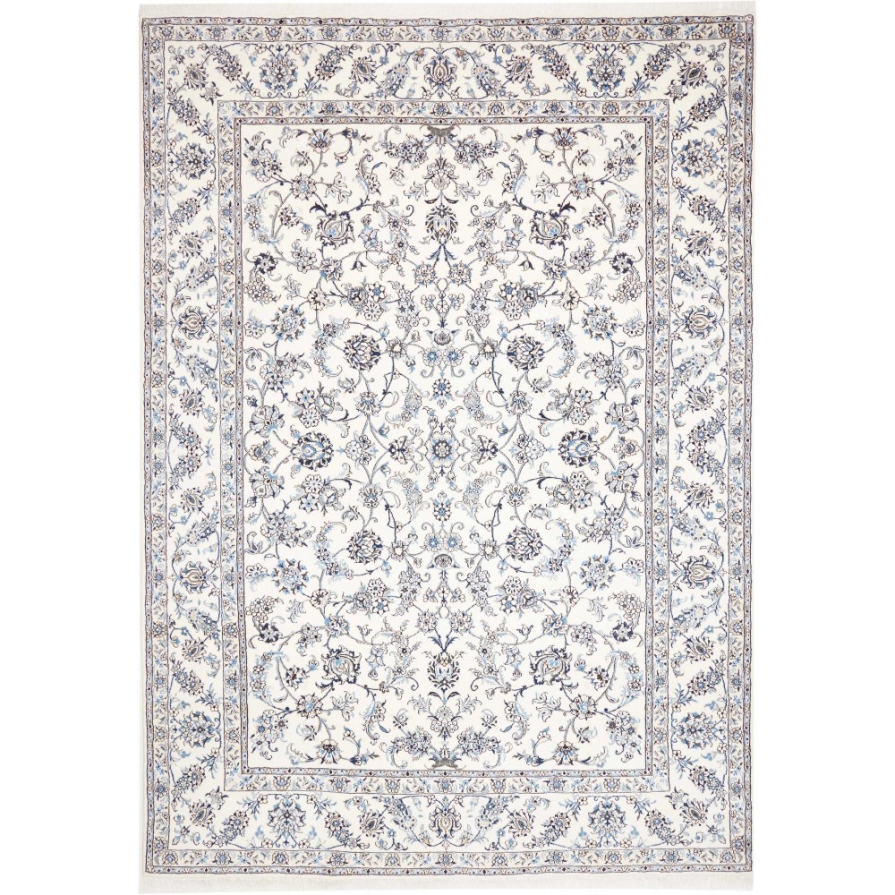 Tappeto Nain Kashmar Persia bianco grigio 247x347