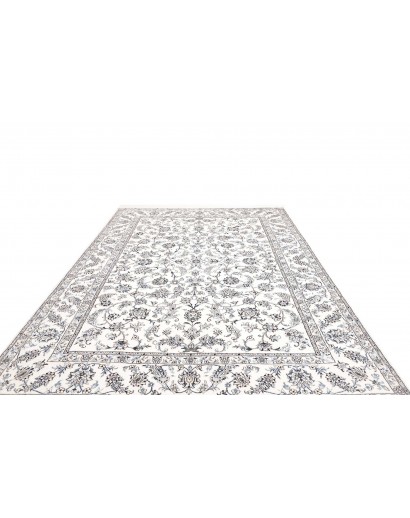Tappeto Nain Kashmar Persia bianco grigio 247x347