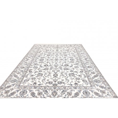 Tappeto Nain Kashmar Persia bianco grigio 247x347