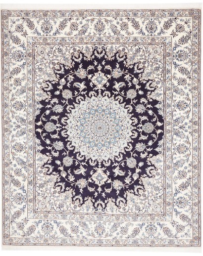 Tappeto Nain Kashmar Persia bianco grigio 247x297