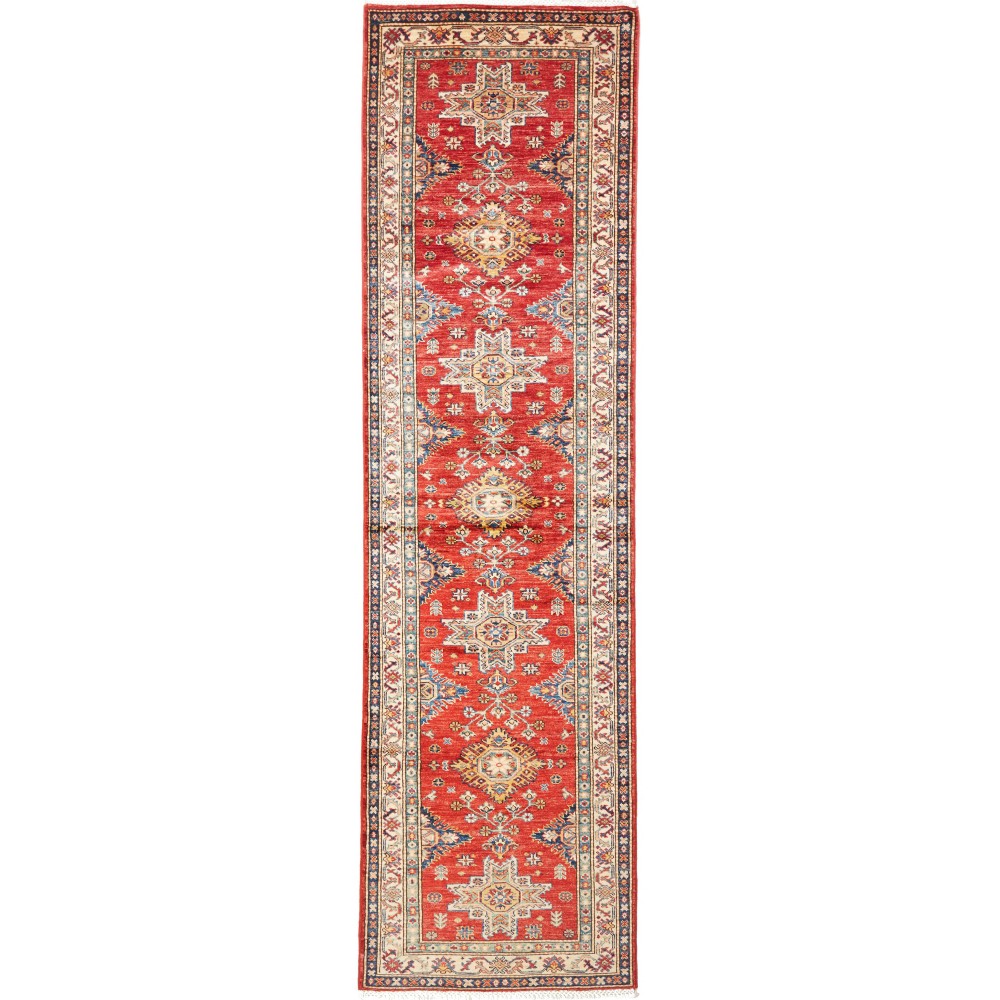 Tappeto Kazak Fine Pakistan marrone grigio 80x306 Tappeto Kazak Fine Pakistan marrone grigio 80x306