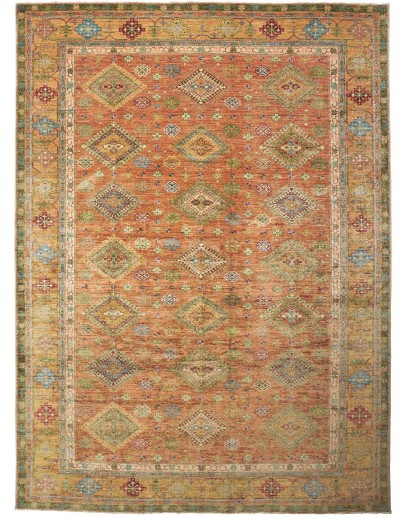 Tappeto Kazak Fine Pakistan arancione verde 262x356