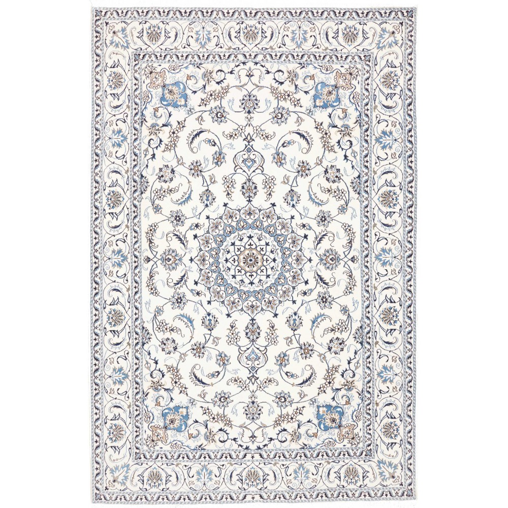Tappeto Nain Kashmar Persia beige azzurro 195x302