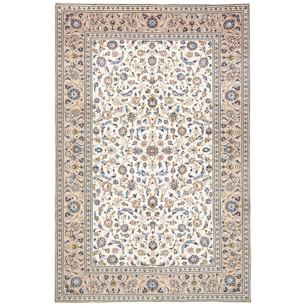 Tappeto Kashan Persia bianco grigio 194x297