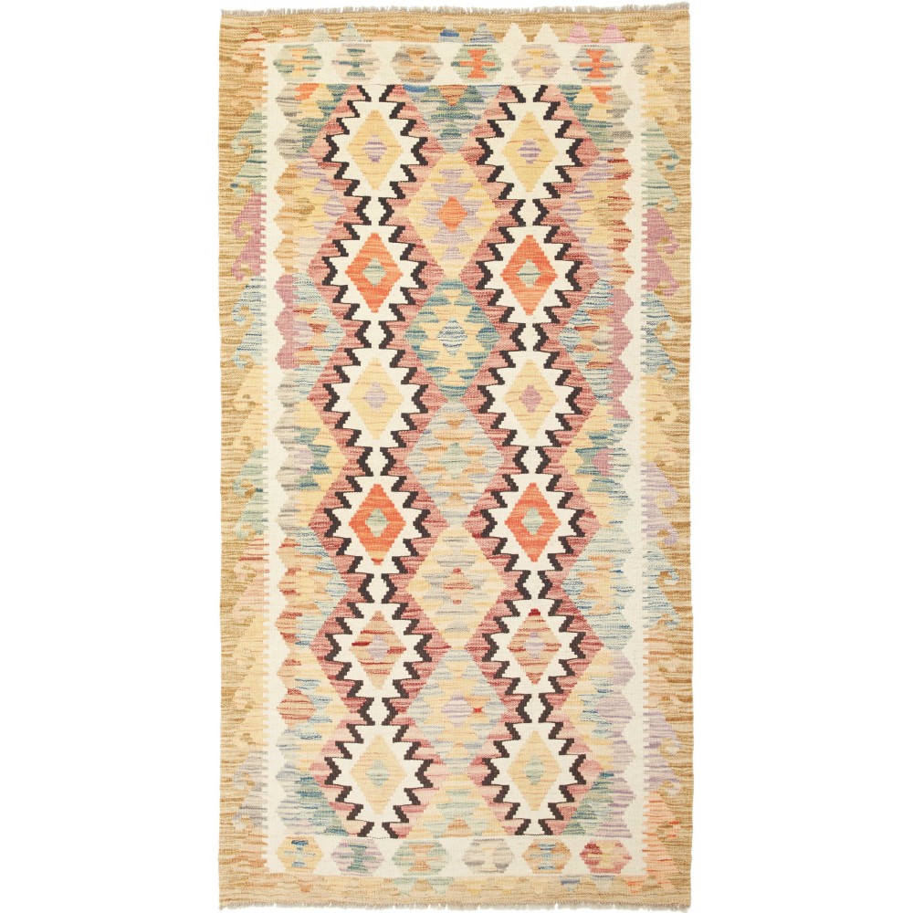 Tappeto Kilim Afghanistan giallo marrone 103x196