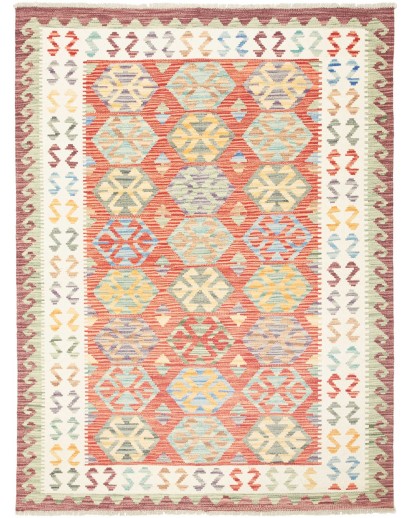 Tappeto Kilim Afghanistan giallo rosso 133x173