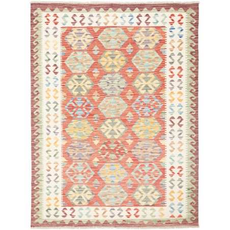 Tappeto Kilim Afghanistan giallo rosso 133x173