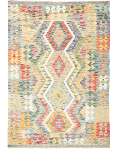 Tappeto Kilim Afghanistan beige bianco 129x182