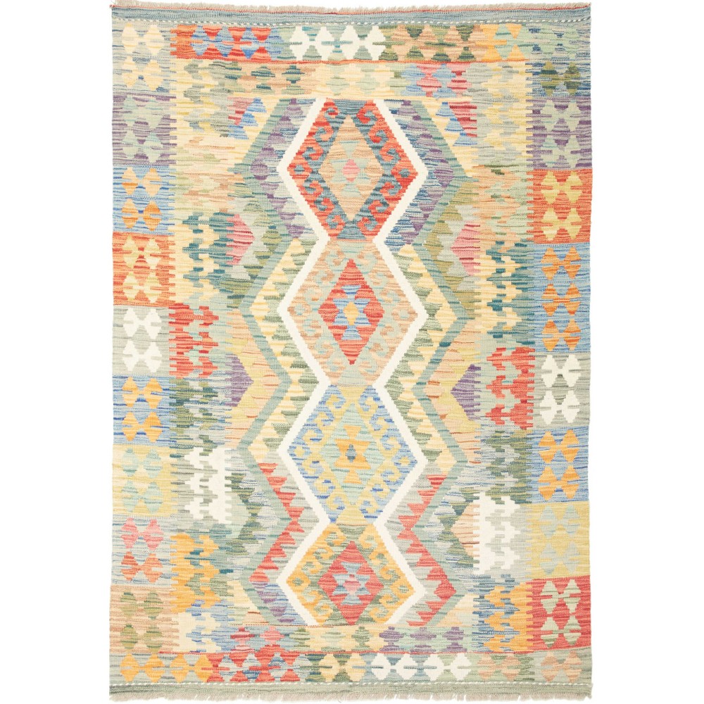 Tappeto Kilim Afghanistan beige bianco 129x182
