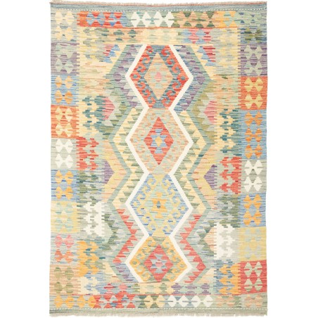 Tappeto Kilim Afghanistan beige bianco 129x182