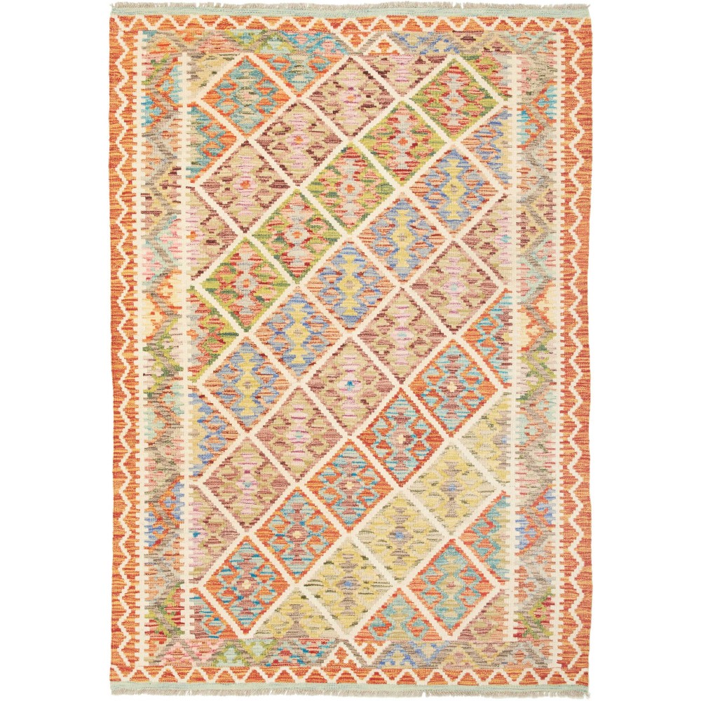 Tappeto Kilim Afghanistan marrone giallo 130x184