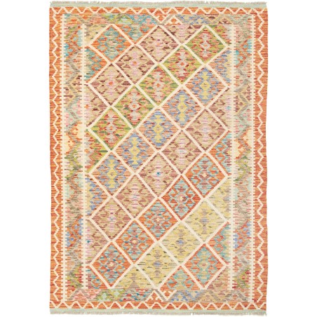 Tappeto Kilim Afghanistan marrone giallo 130x184