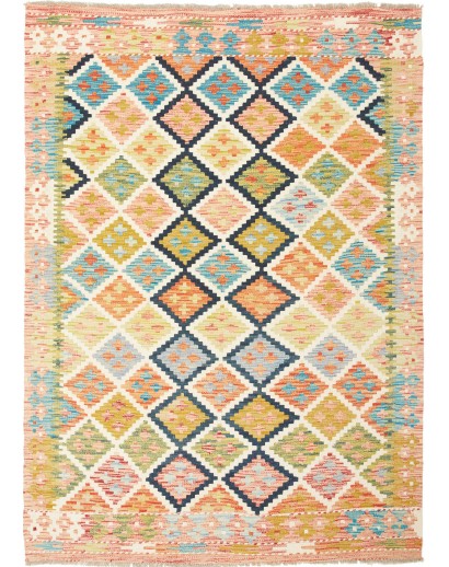 Tappeto Kilim Afghanistan giallo arancione 132x184