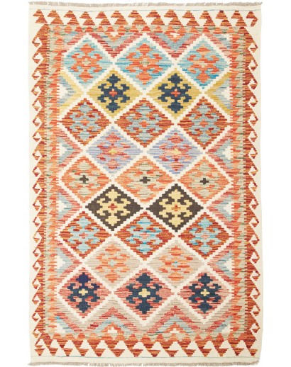 Tappeto Kilim Afghanistan giallo marrone 112x175