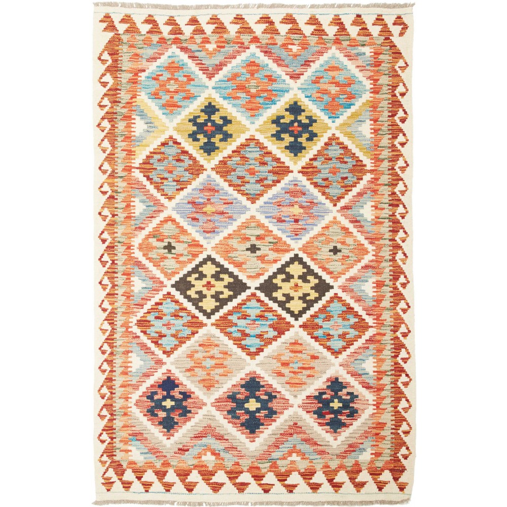 Tappeto Kilim Afghanistan giallo marrone 112x175