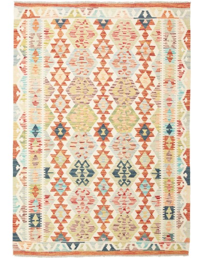 Tappeto Kilim Afghanistan giallo azzurro 130x185