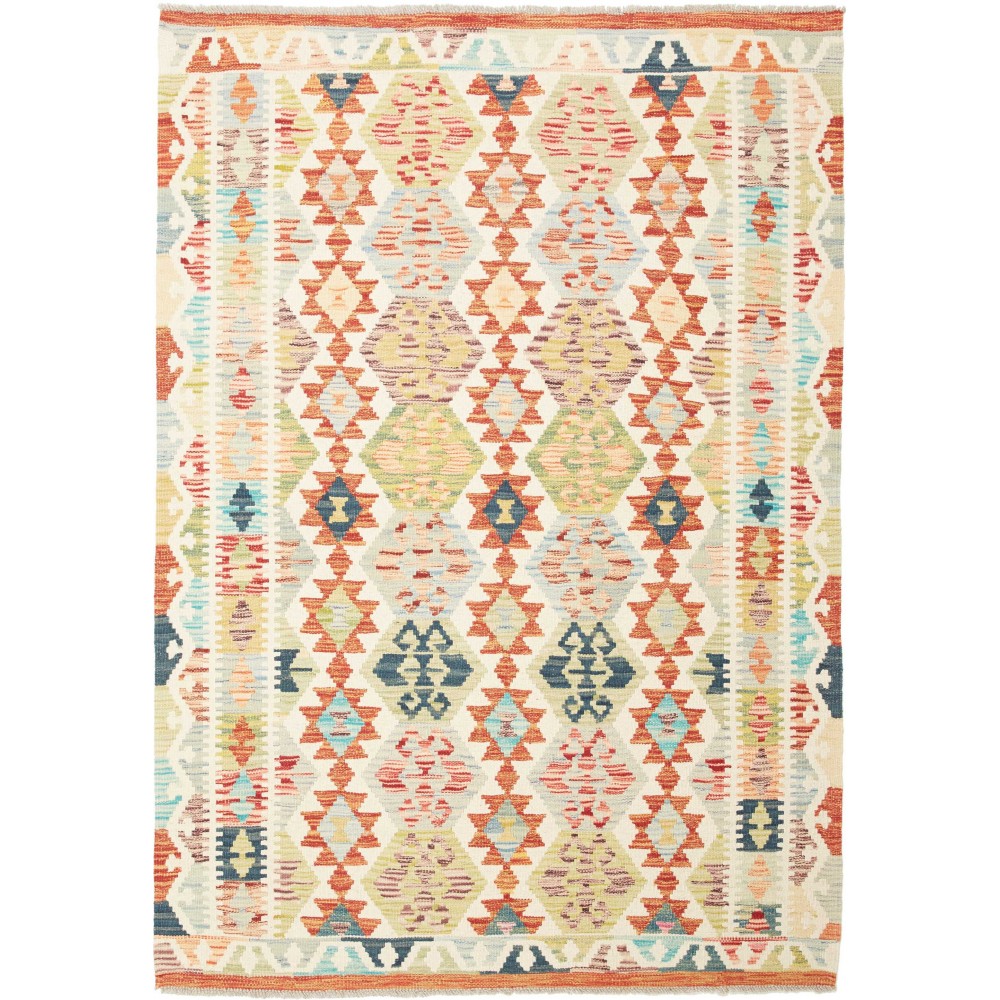 Tappeto Kilim Afghanistan giallo azzurro 130x185