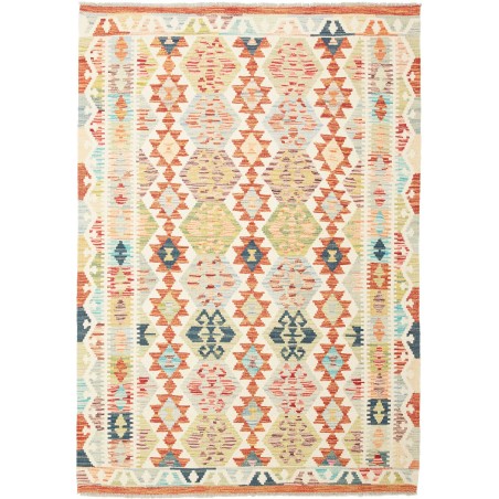Tappeto Kilim Afghanistan giallo azzurro 130x185