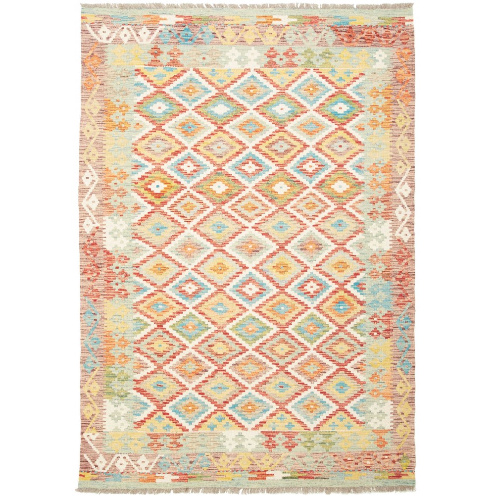 Tappeto Kilim Afghanistan giallo rosso 128x184