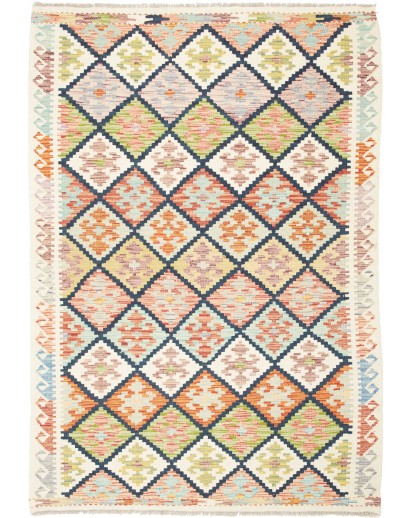 Tappeto Kilim Afghanistan giallo verde 126x182