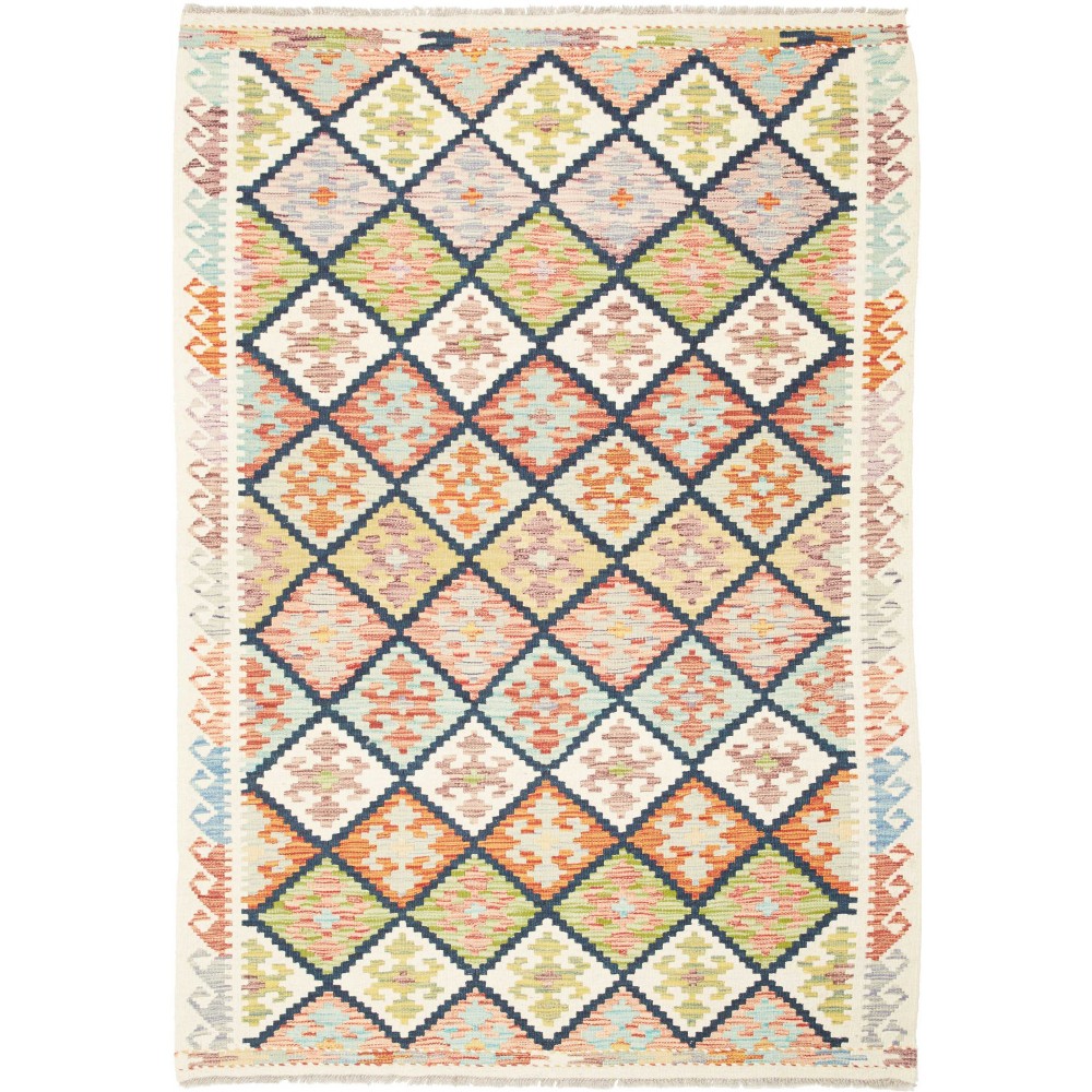 Tappeto Kilim Afghanistan giallo verde 126x182