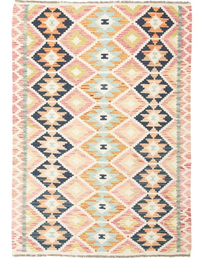 Tappeto Kilim Afghanistan giallo grigio 127x178