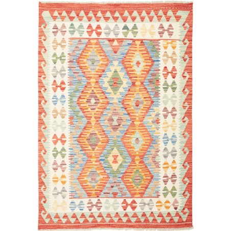 Tappeto Kilim Afghanistan giallo rosso 122x178