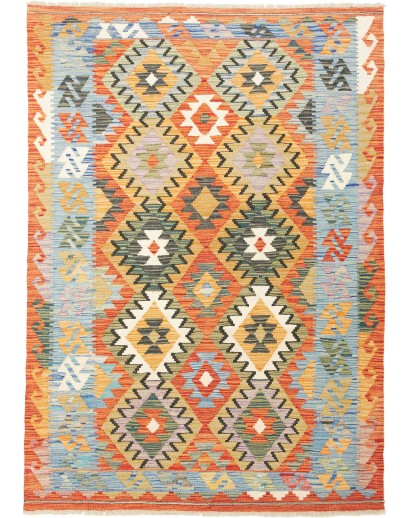 Tappeto Kilim Afghanistan marrone azzurro 125x180