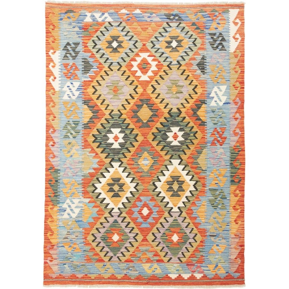 Tappeto Kilim Afghanistan marrone azzurro 125x180
