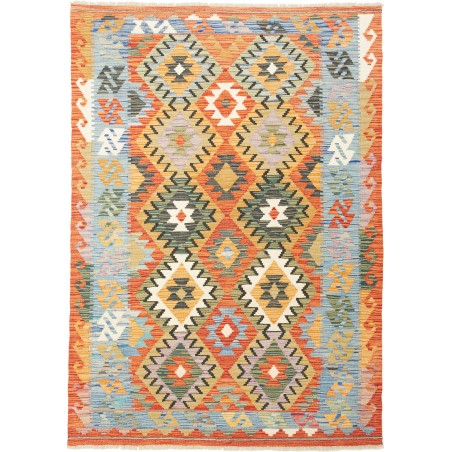 Tappeto Kilim Afghanistan marrone azzurro 125x180