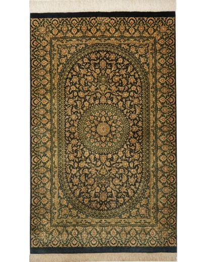 Tappeto Ghom seta Persia grigio marrone 77x120