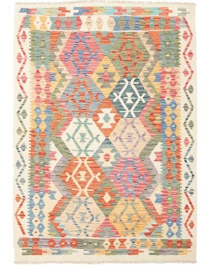 Tappeto Kilim Afghanistan beige arancione 128x180